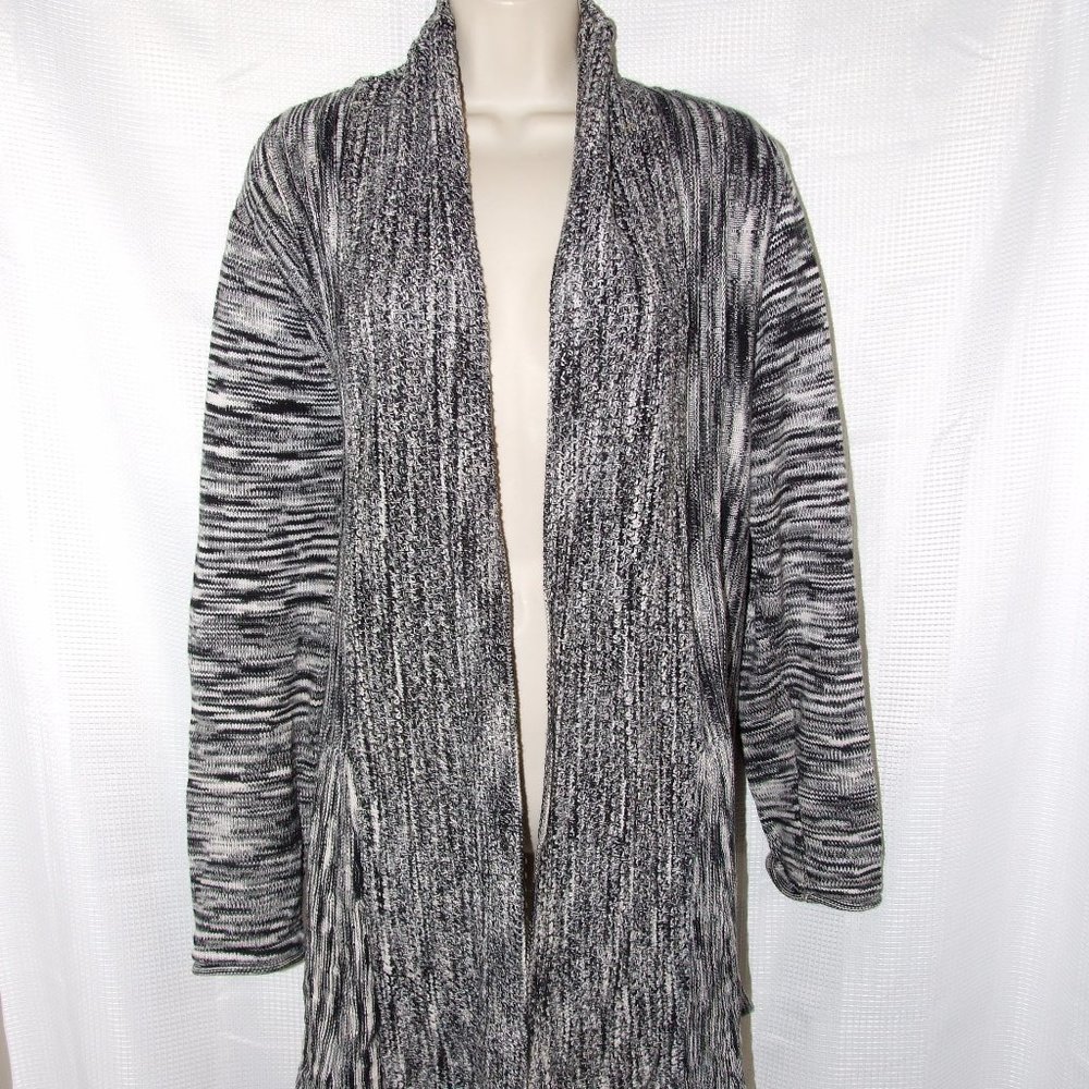 LIKE NEW Marled Black Sz Medium Stretchy Cotton Long Open Cotton Sweater